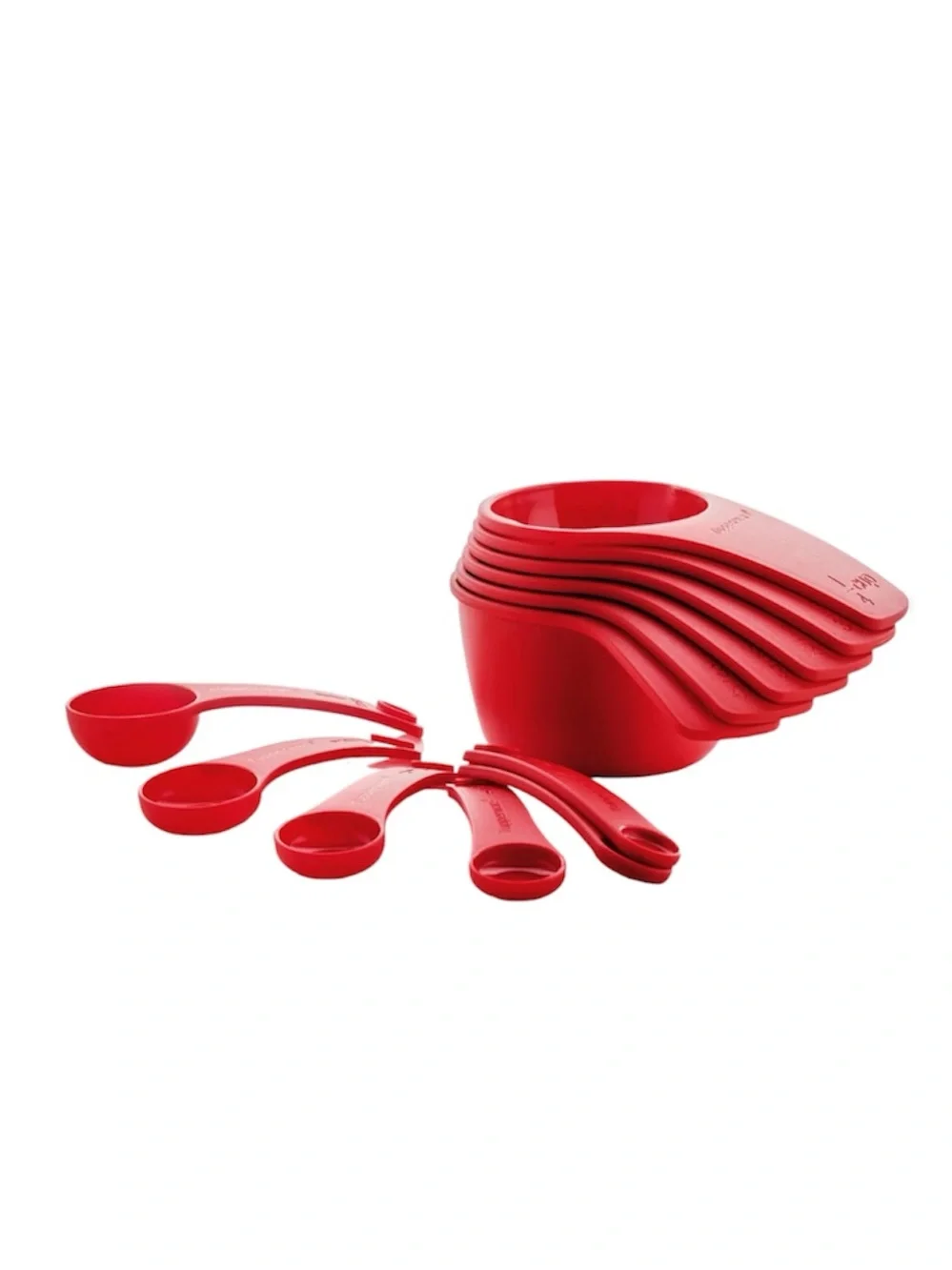 NEW Tupperware Measuring Mates 12-Pc Set Red Cups Spoons Baking